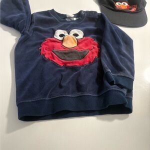 H&M Navy Sweatshirt with Red Elmo Face Applique and Hat